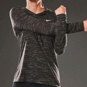 Nike Women's Legend Veneer Black & White Long Sleeve Hooded Top Size Small